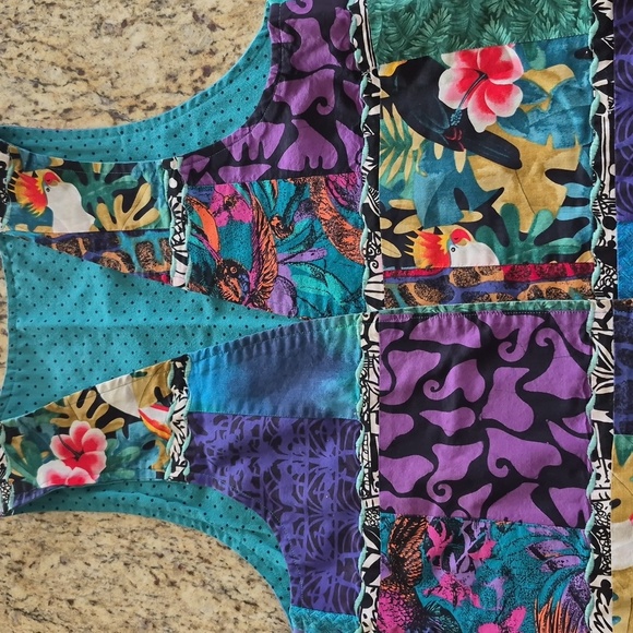 Vtg. Parrot head floral Vest Sz Medium - Picture 11 of 16